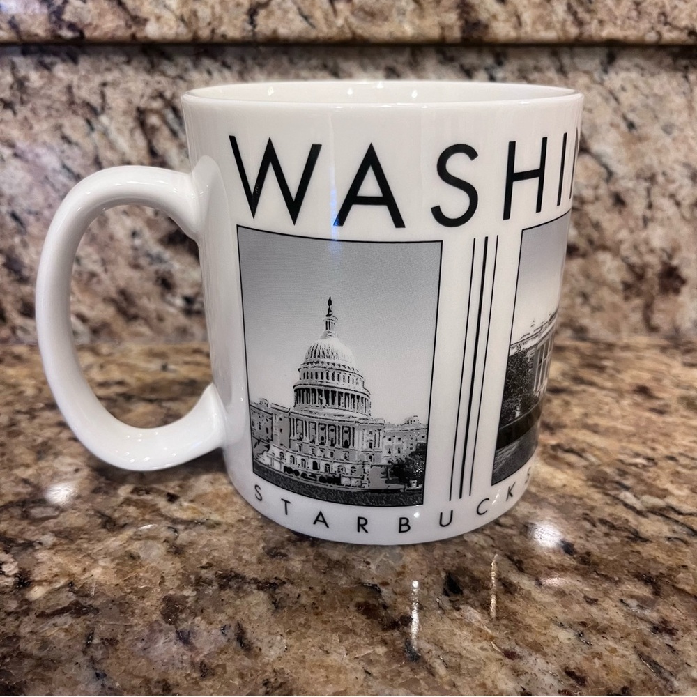 Starbucks 2005 Washington DC City Scenes Series White Black Coffee Mug
